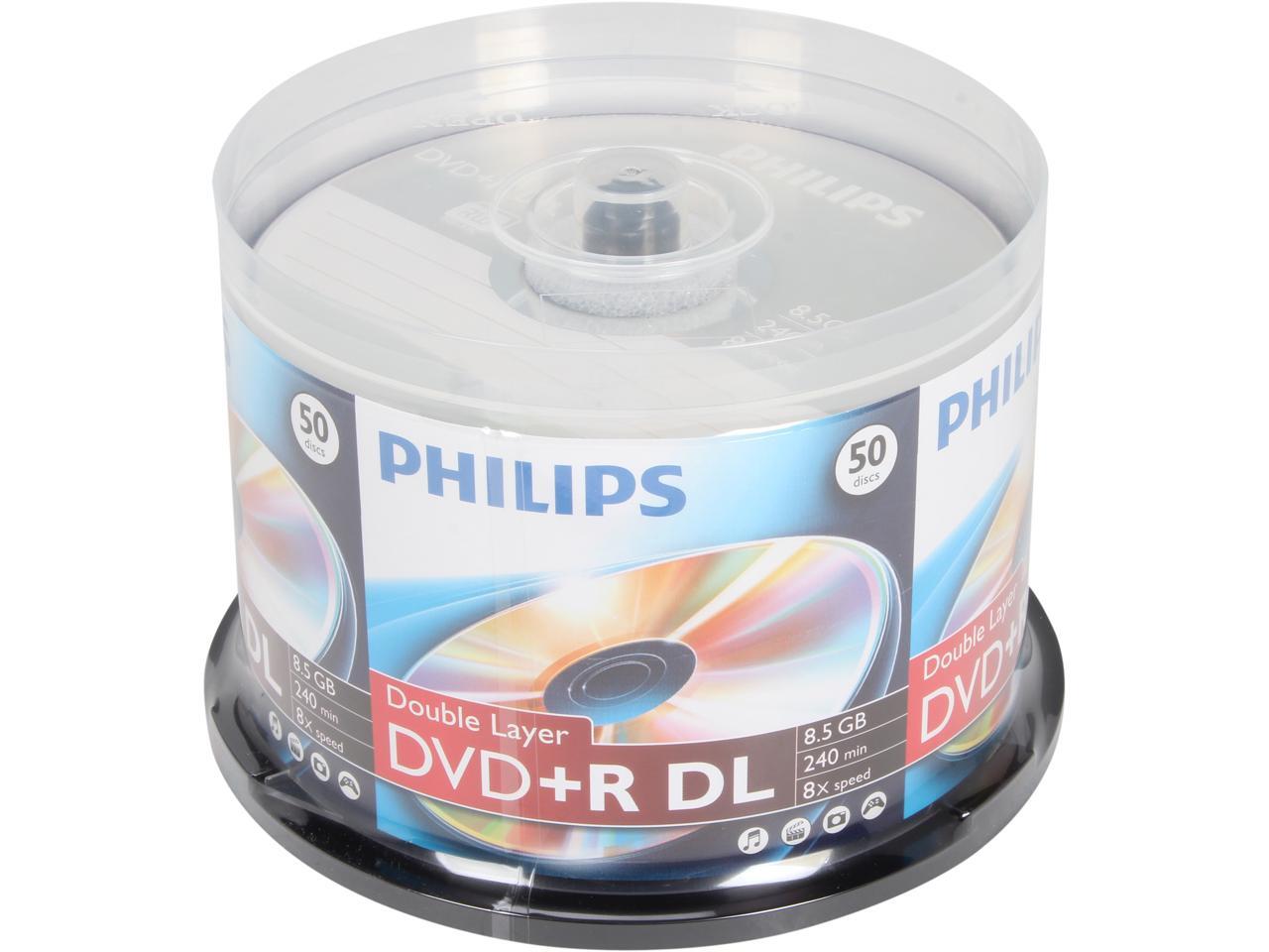 PHILIPS 8.5GB 8X DVD+R DL 50 Packs Disc Model DR8S8B50F/17
