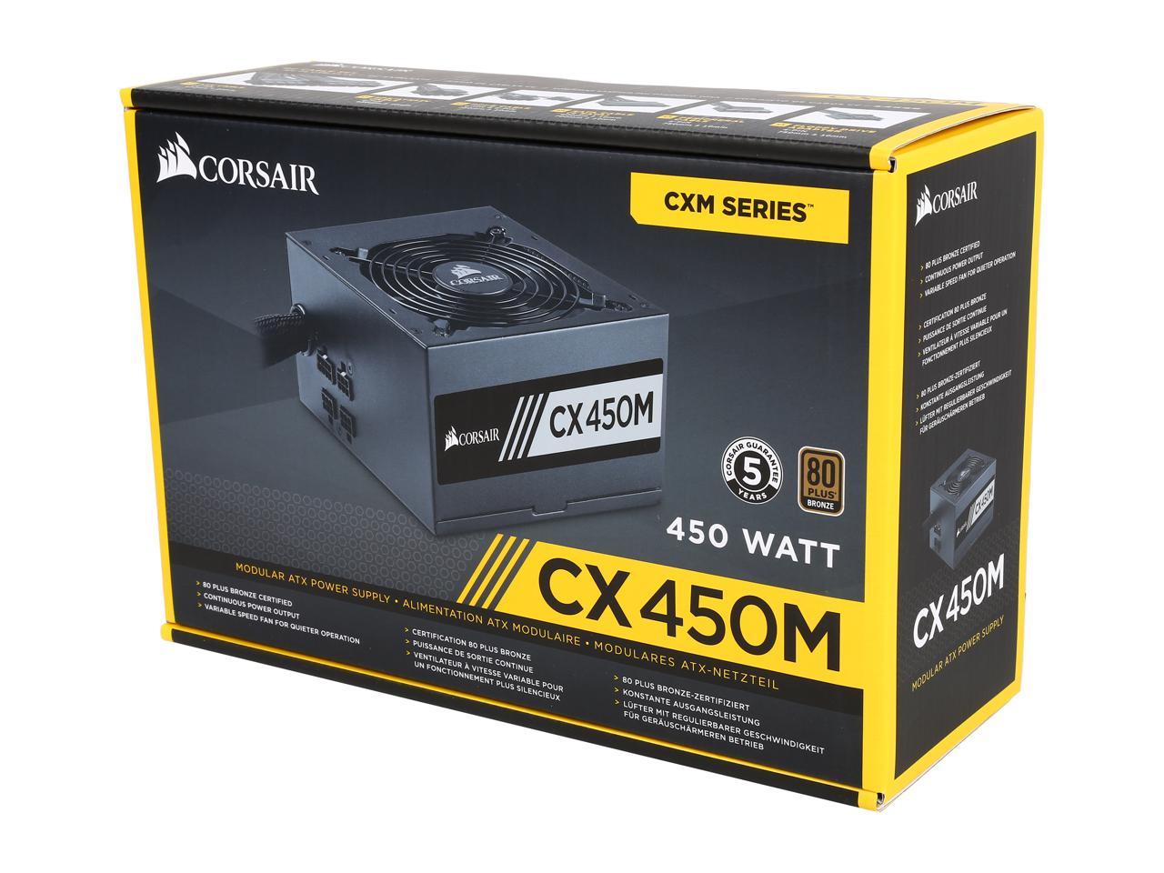 CORSAIR CXM series CX450M 450W 80 PLUS BRONZE Haswell Ready ATX12V & EPS12V Modular Power Supply