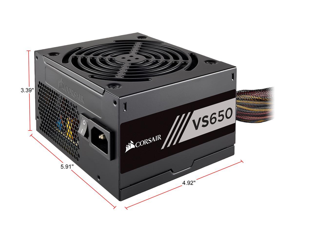 CORSAIR VS Series, VS650, 650 Watt (650W), Active PFC, 80 PLUS White ...