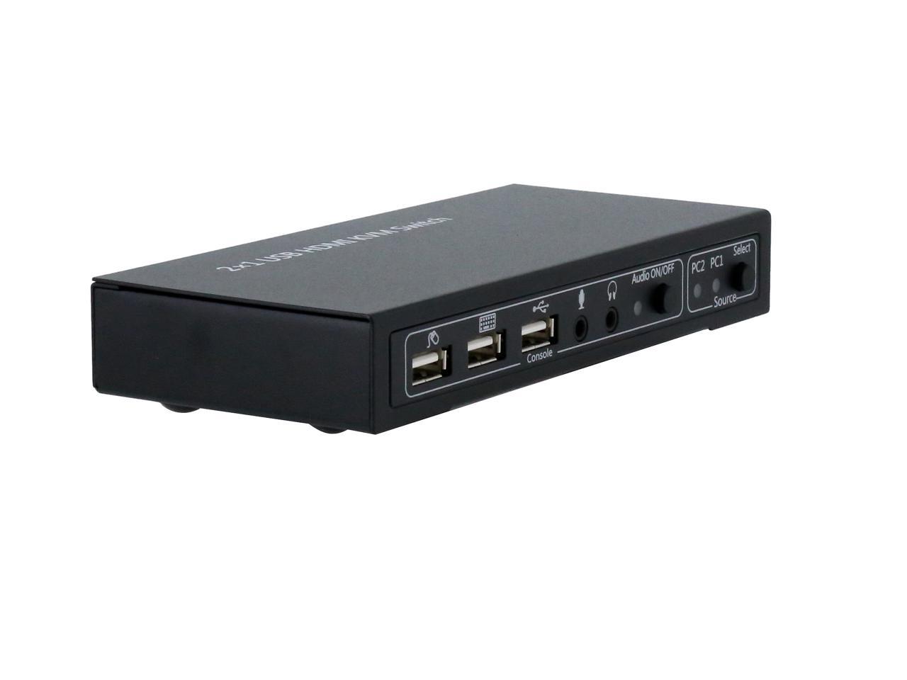 BYTECC KVM2UHMN KVM Switch, 2 Port HDMI KVM Switch with Cable Kit and Supports EDID HDCP 1080p