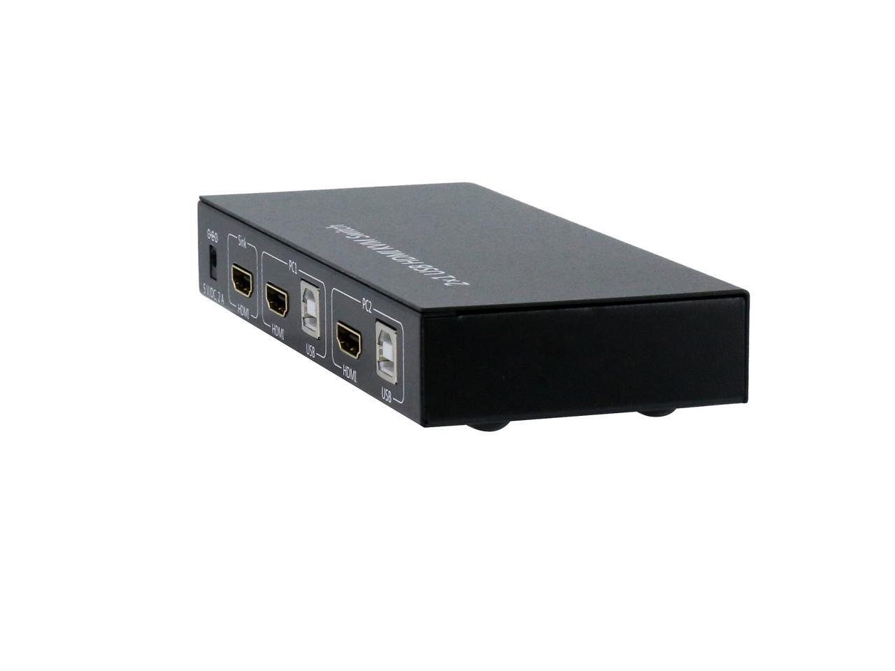 BYTECC KVM2UHMN KVM Switch, 2 Port HDMI KVM Switch with Cable Kit and