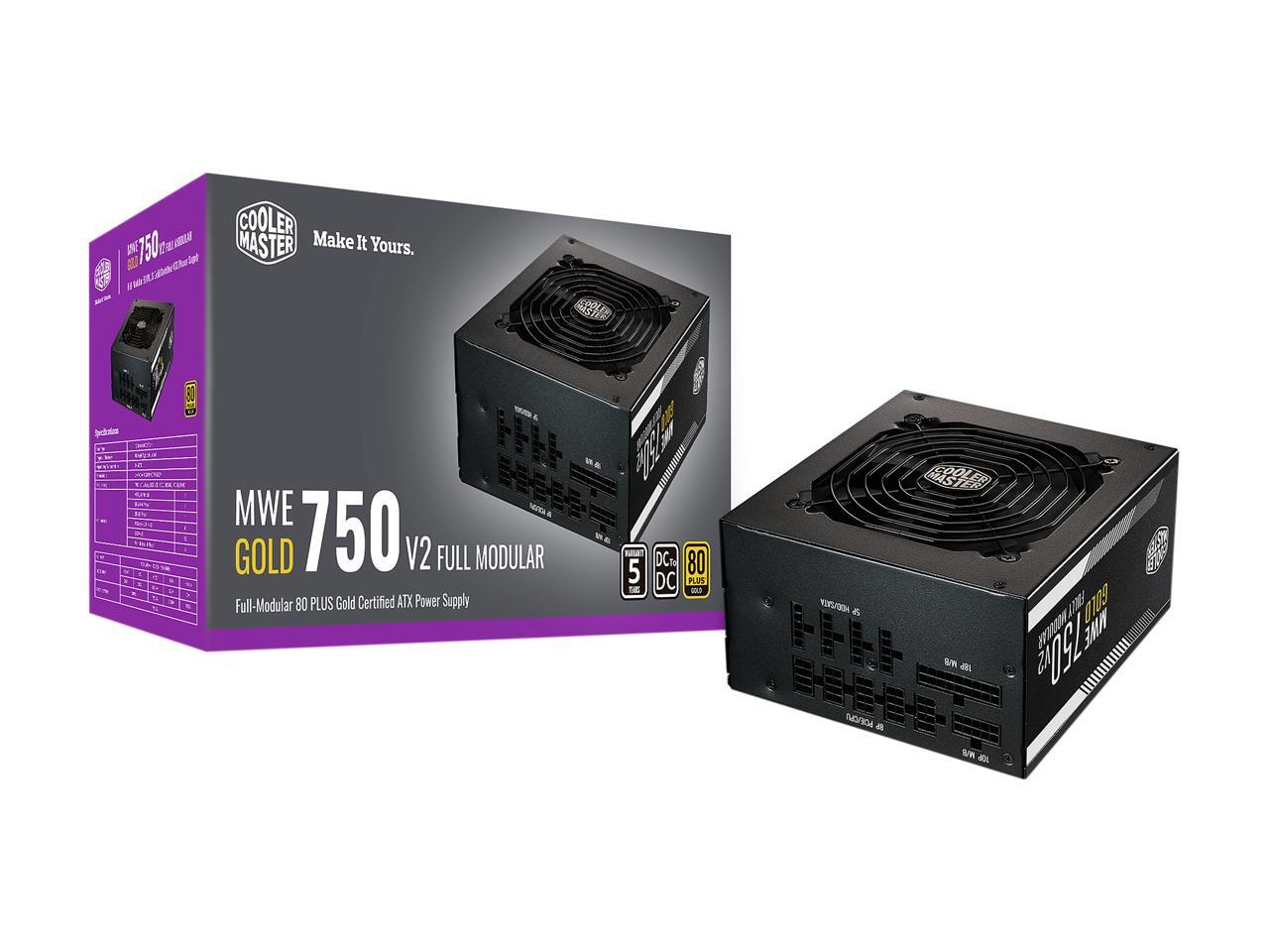 Cooler Master MWE Gold 750 V2 Fully Modular, 750W, 80+ Gold Efficiency ...