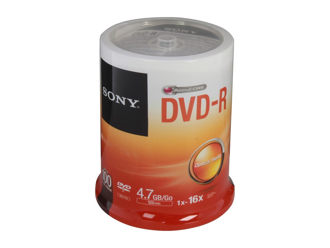 SONY 4.7GB 16X DVDR 100 Packs Discs Model 100DMR47SP