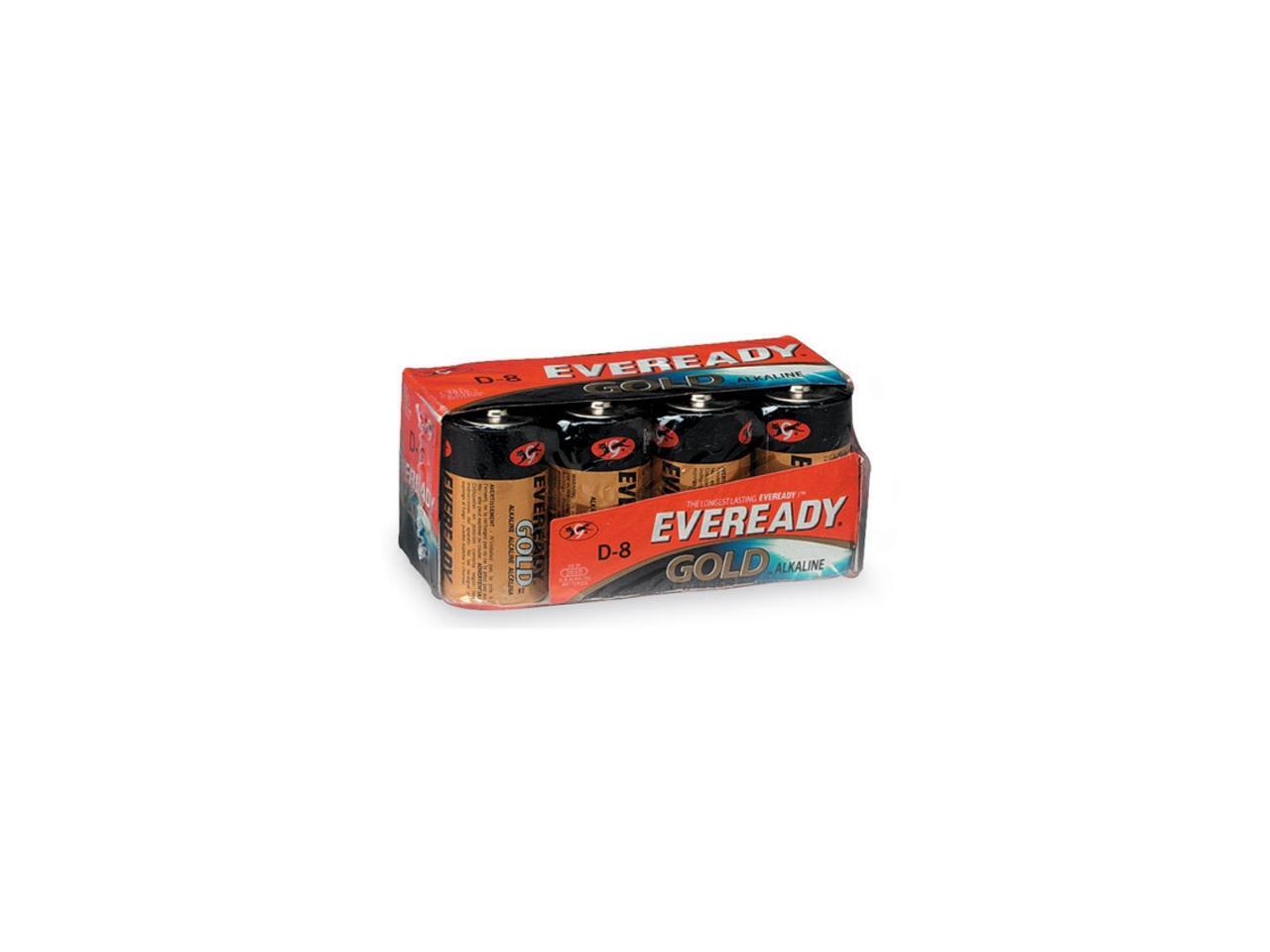 ENERGIZER Eveready Gold 1.5V D Alkaline Battery, 8pack