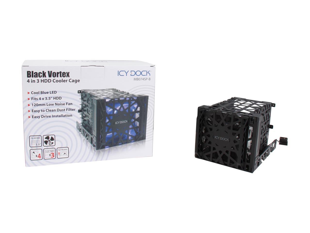 Icy Dock MB074SP-B Black Vortex Removable HDD 4 in 3 Module Cooler Cage