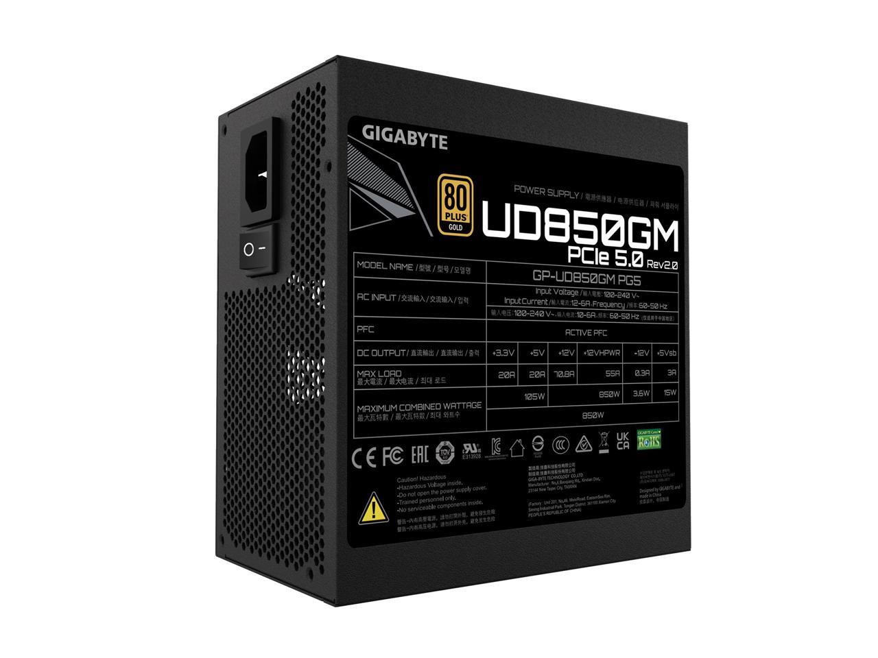GIGABYTE GP-UD850GM PG5 Rev2.0 - PCIe5.0 Ready - ATX3.0 - 850W 80 Plus ...