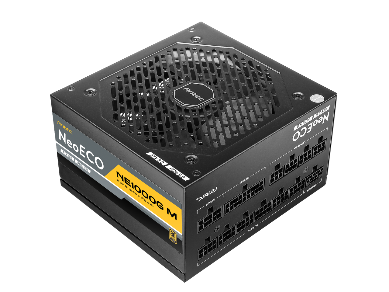 ANTEC NeoECO Series NE1000G M ATX3.0, 1000W Full Modular PSU, 80 PLUS Gold Certified, PCIE 5.0 Support, PhaseWave Design, Japanese Caps, Zero RPM Manager, Silent 120mm Fan