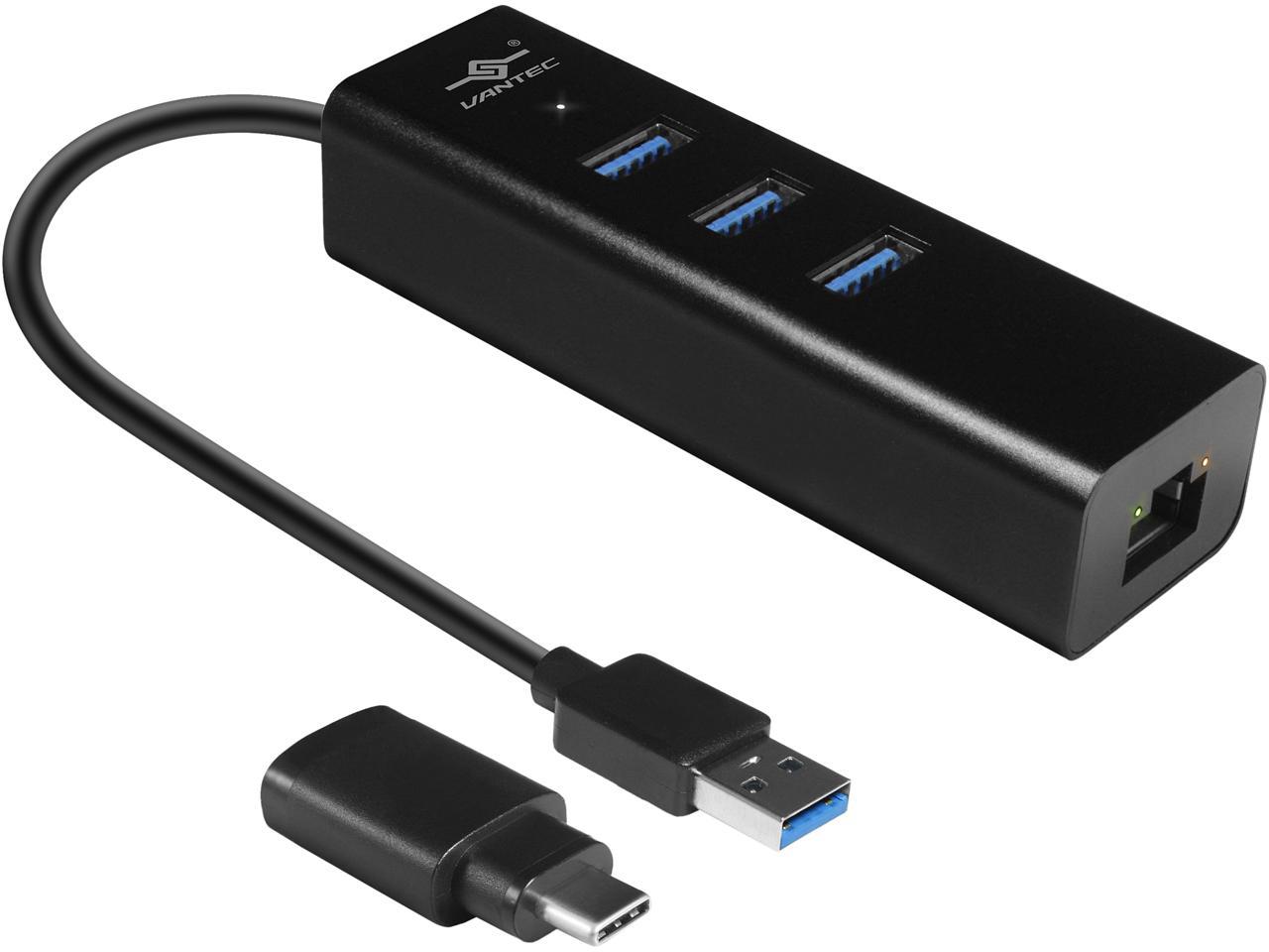 VANTEC UGT-AH340GNA VLink USB 3.0 3-Port Hub with Gigabit Ethernet ...