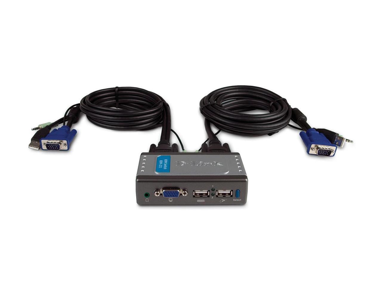 DLink KVM221 2Port USB KVM Switch with Audio Support