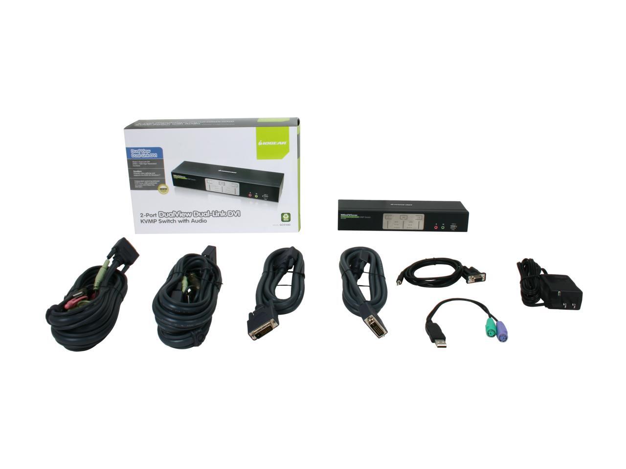 IOGEAR GCS1642 2Port Dual View Dual Link DVI KVMP Switch with Audio