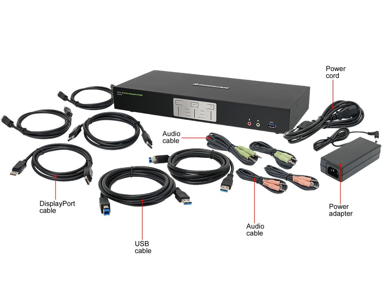 IOGEAR GCS1942 2Port 4K Dual View DisplayPort KVMP with USB 3.0 Hub