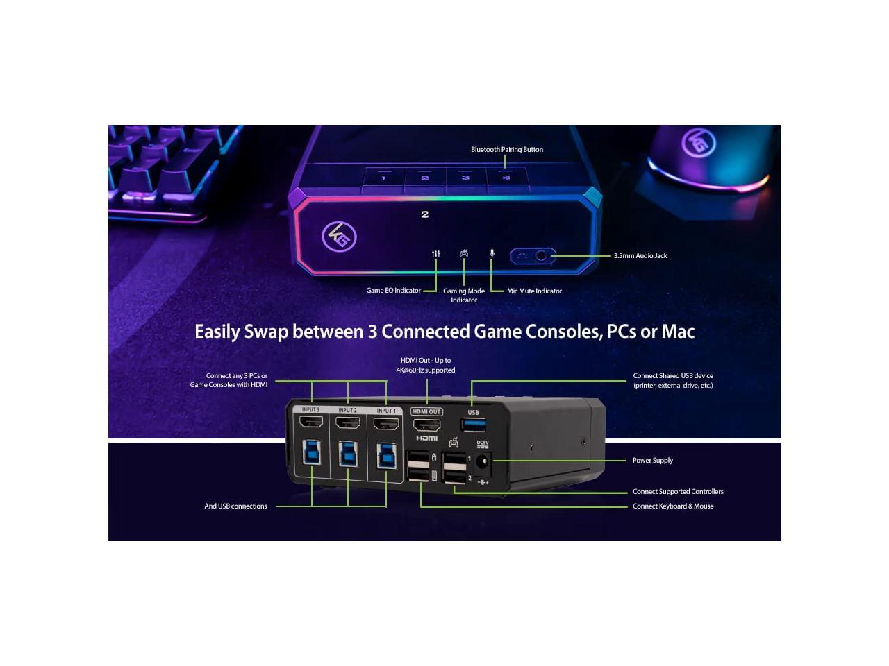 IOGEAR KeyMander Nexus 3Port Gaming KVM Switch for PC & Game Consoles GCS1337 Newegg.ca