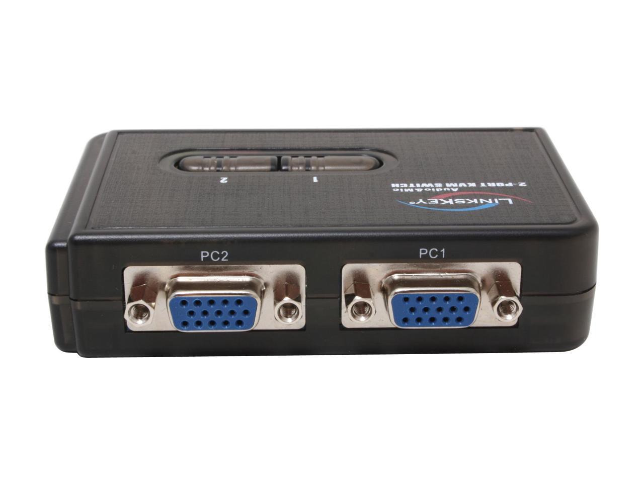 LINKSKEY LKVS02ASK 2port Slim Palmtop PS/2 KVM switch with Audio & Mic