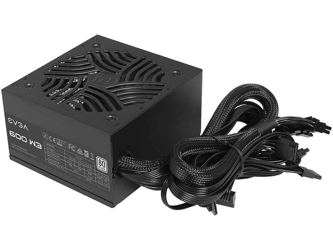 EVGA 600 W3, 80+ White 600W, Compact 140mm Size, NonModular Active PFC Power Supply, 3 Year