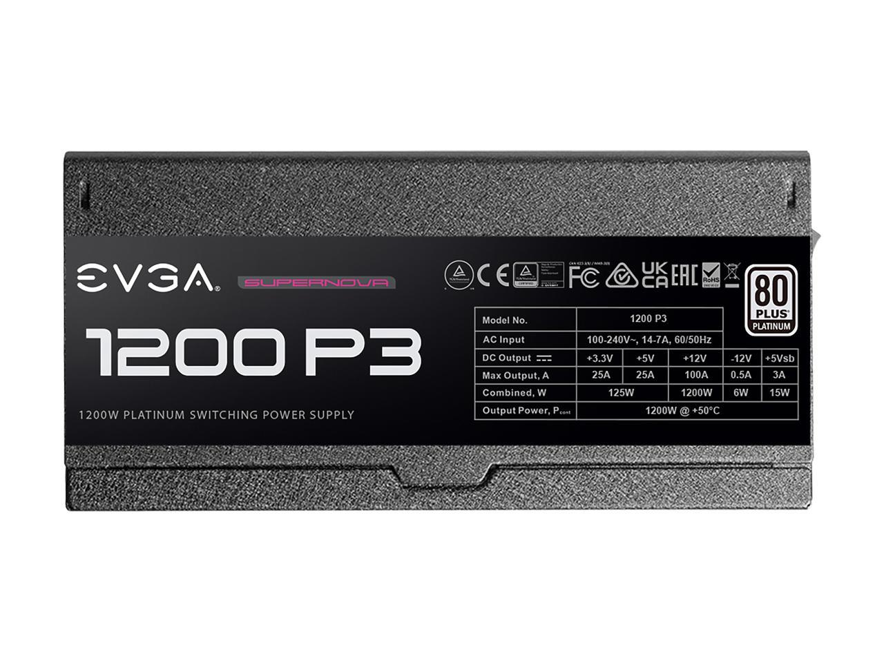 EVGA SuperNOVA P3 220-P3-1200-X1 1200 W ATX12V / EPS12V 80 PLUS PLATINUM  Certified Full Modular Active PFC Power Supply