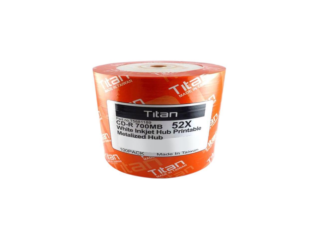 Titan 700MB 52X CD R White Inkjet Hub Printable 100 Packs Disc Model Titan 700MB 52X CD R White Inkjet Hub Printable 100 Packs Disc Model