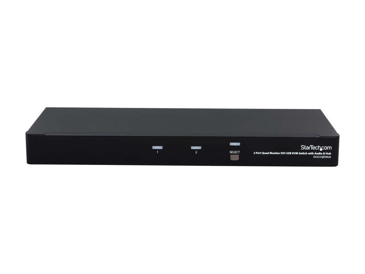 StarTech.com SV231QDVIUA 2 Port Quad Monitor Dual-Link DVI USB KVM Switch  with Audio & Hub