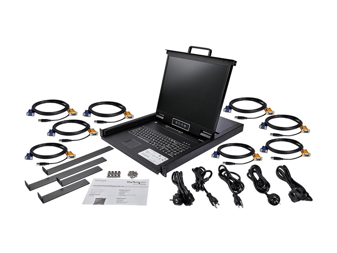 RKCONS1908K Rackmount KVM Console 1U 19in 8 Port KVM VGA KVM Rack Mount