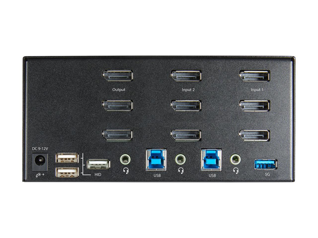 2 Port Triple Monitor DisplayPort KVM Switch, 4K 60Hz UHD HDR, Desktop