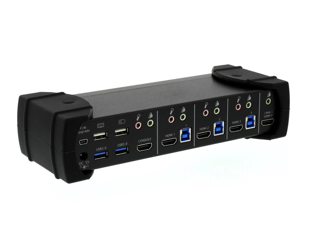 SYBA SY-KVM31036 USB 3.0 4-port KVM Switch with 2-port USB 3.0 Hub ...