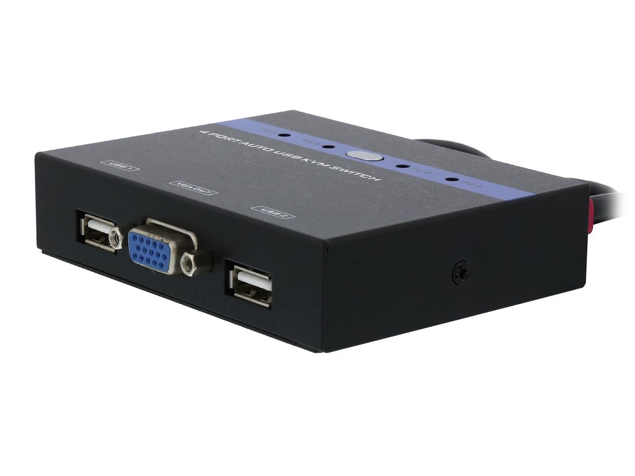 Nippon Labs KVM4R4FT 4 Port Metal Casing USB VGA KVM Switch with 4ft BuiltIn Cables and