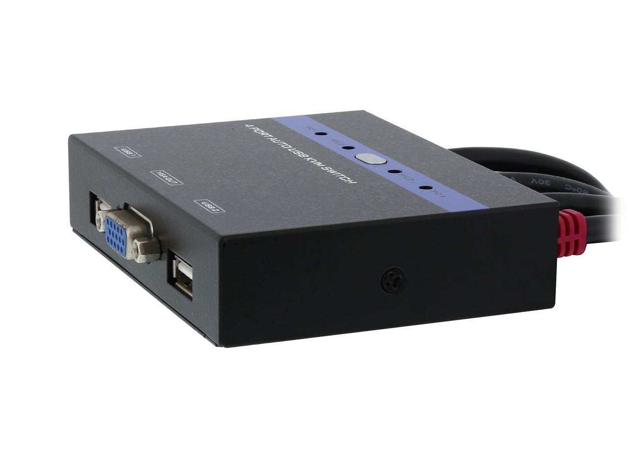 Nippon Labs KVM4R4FT 4 Port Metal Casing USB VGA KVM Switch with 4ft BuiltIn Cables and