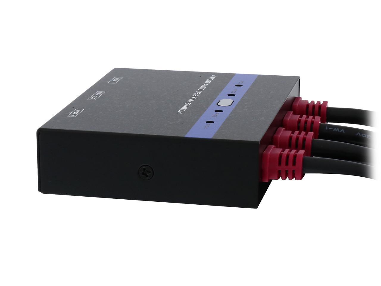 Nippon Labs KVM-4R-4FT 4 Port Metal Casing USB VGA KVM Switch with 4ft ...