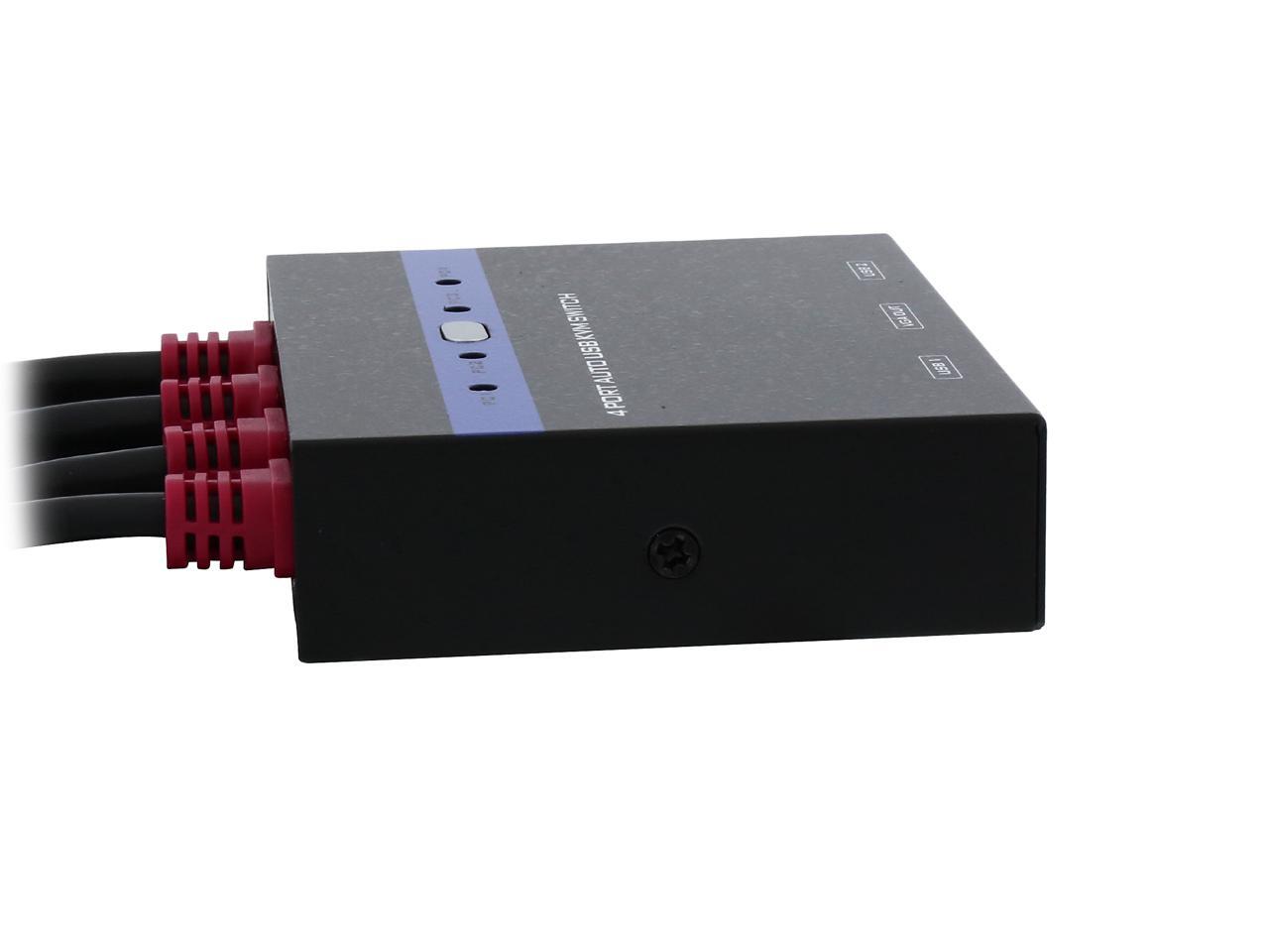 Nippon Labs KVM4R4FT 4 Port Metal Casing USB VGA KVM Switch with 4ft BuiltIn Cables and