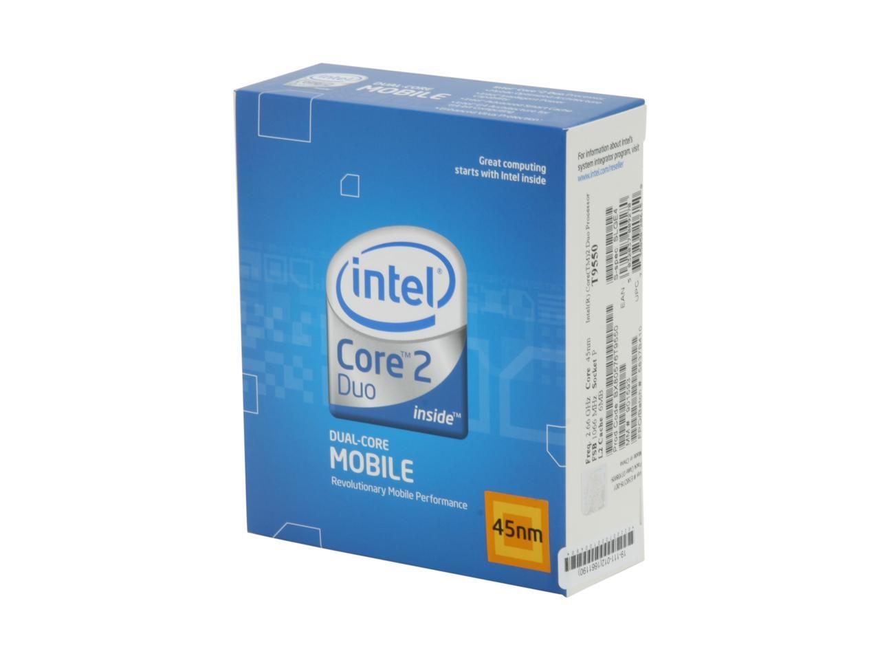 Intel Core 2 Duo T9550 Penryn 2.66 GHz 6MB L2 Cache Socket P 35W Dual-Core  BX80576T9550 Mobile Processor