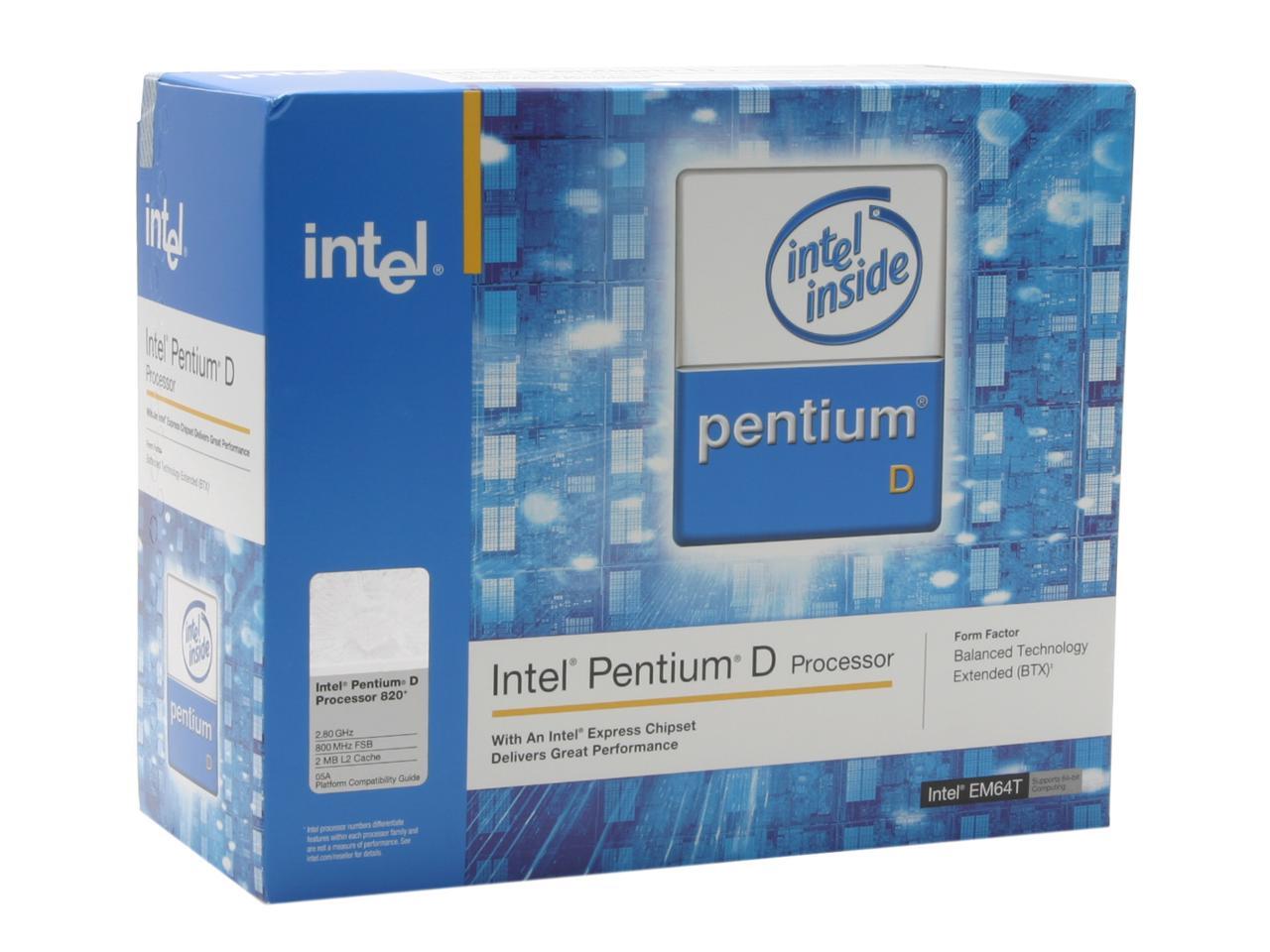 Intel Pentium D 820 - Pentium D Smithfield Dual-Core 2.8 GHz LGA 775 ...