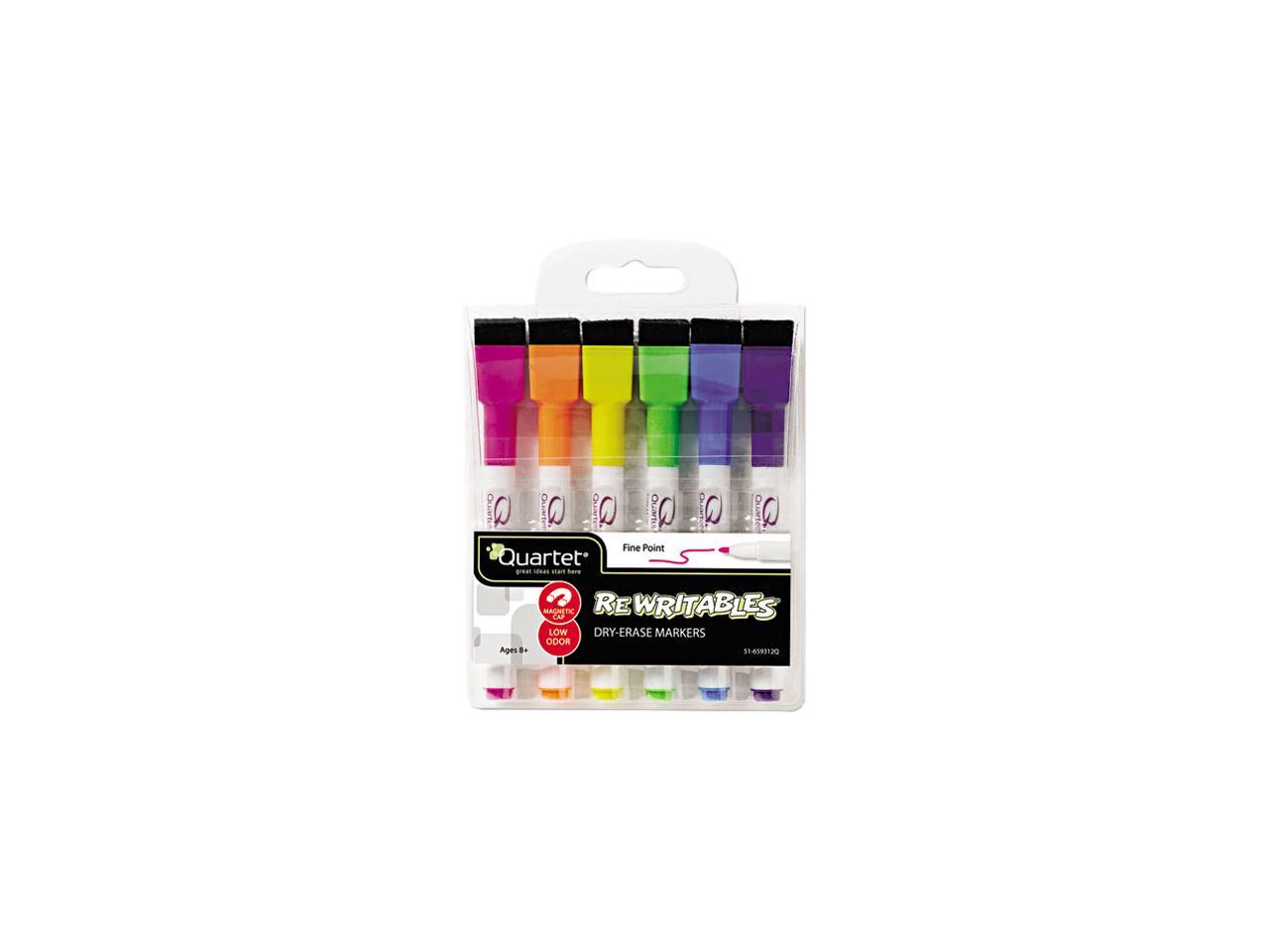 Quartet ReWritables Low Odor DryErase Mini Markers, Fine Point, Assorted Screamers! Colors, 6