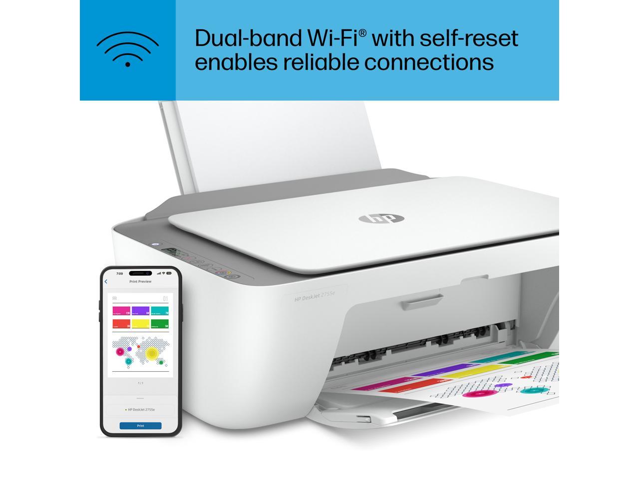 HP DeskJet 2755e All In One Wireless Color Printer With Bonus 3 Months   1E4 0015 00AD5 44 