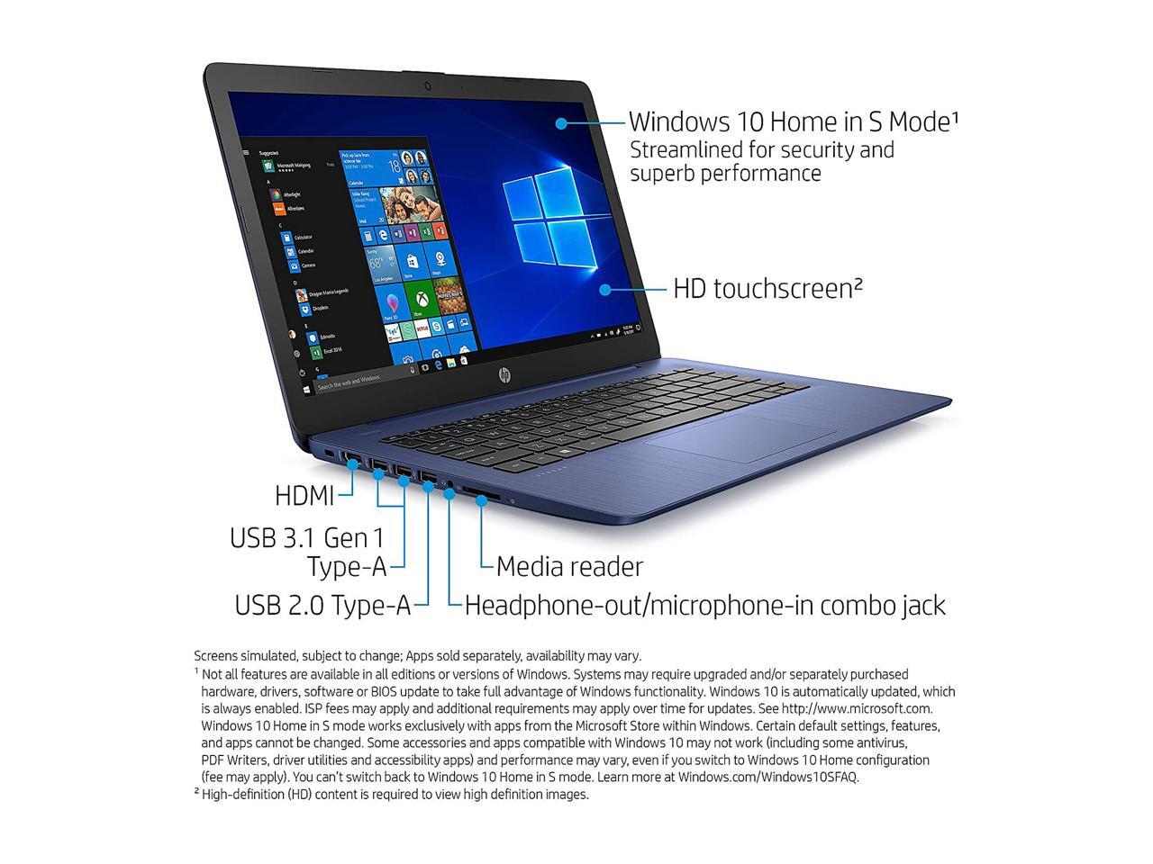 Refurbished HP 14fq0037nr 14" HD (1366 x 768) Touchscreen Laptop AMD 3020e 1.2GHz 4 GB DDR4