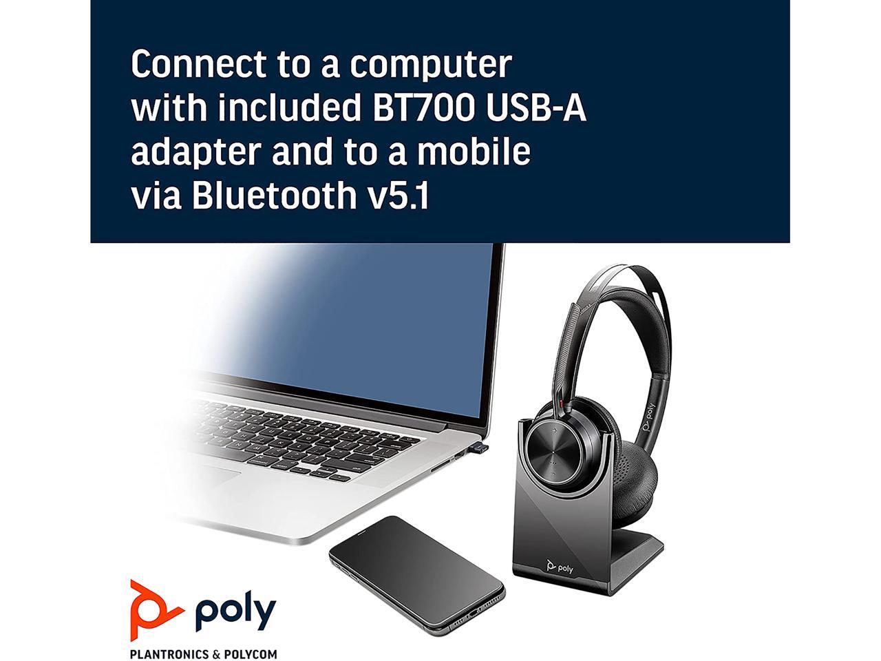 Poly Voyager Focus 2 UC USBA Headset with Stand (Plantronics) Bluetooth (Stereo) Headset