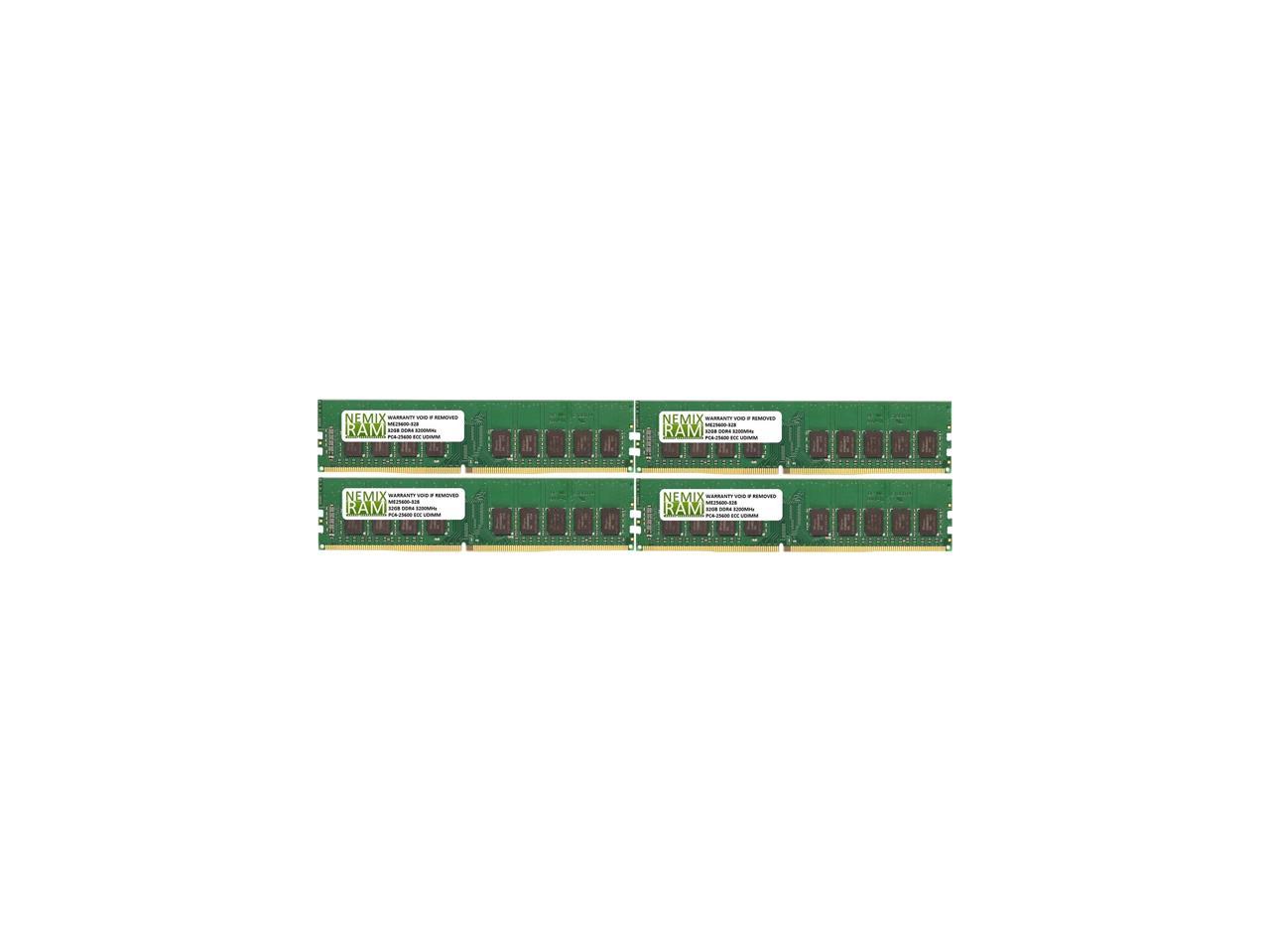 NEMIX RAM 128GB 4x32GB DDR4-3200 PC4-25600 2Rx8 ECC Unbuffered Memory