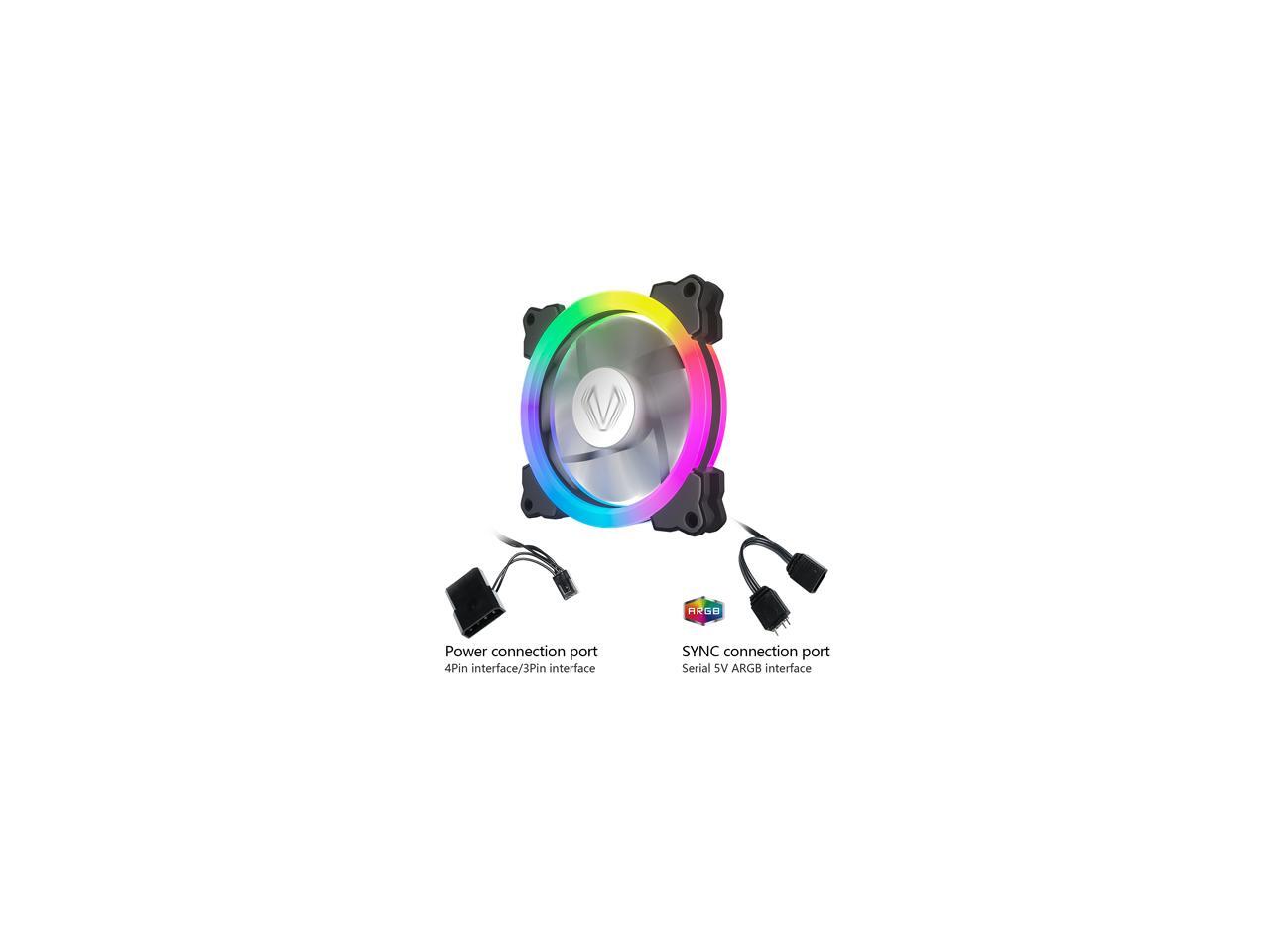 Vetroo SY120 3 Pack 120mm ARGB Case Fan 5V 3 Pin Addressable Motherboard SYNC with DuoRing LED