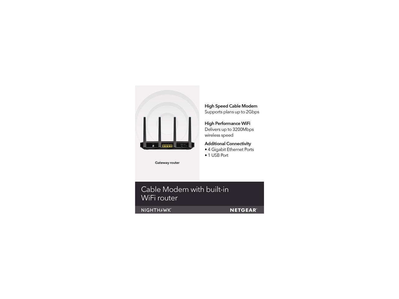 NETGEAR Nighthawk X4S AC3200 WiFi DOCSIS 3.1 Cable Modem Router (C7800