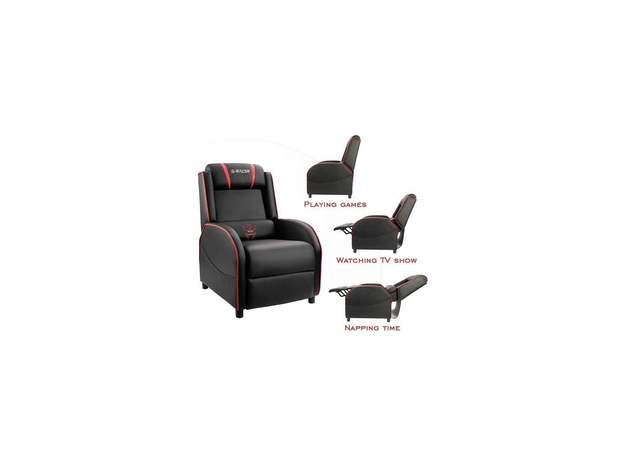 Homall Gaming Recliner Chair PU Leather Recliner Seat, Red