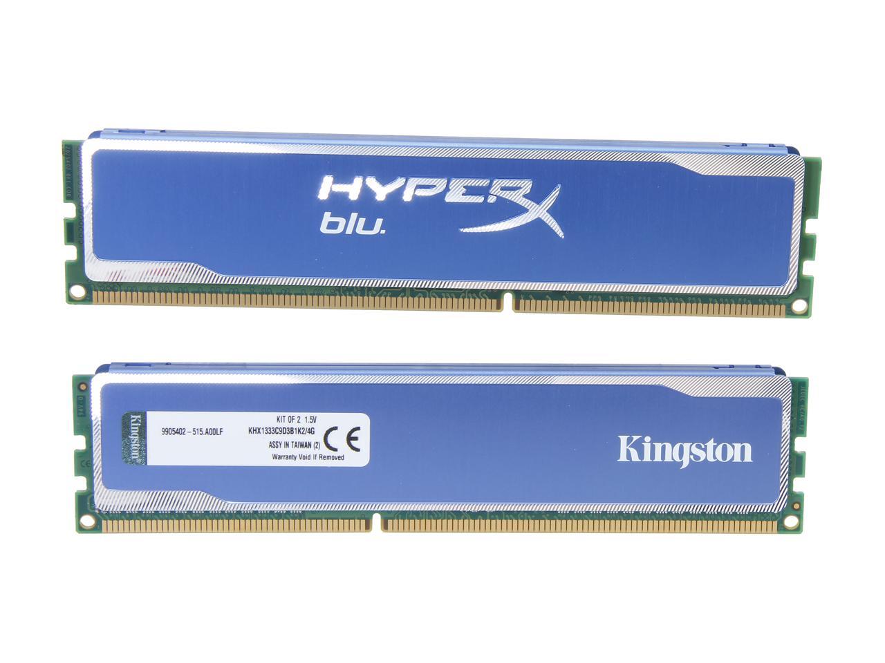HyperX Blu 4GB (2 x 2GB) DDR3 1333 Desktop Memory Model KHX1333C9D3B1K2 ...