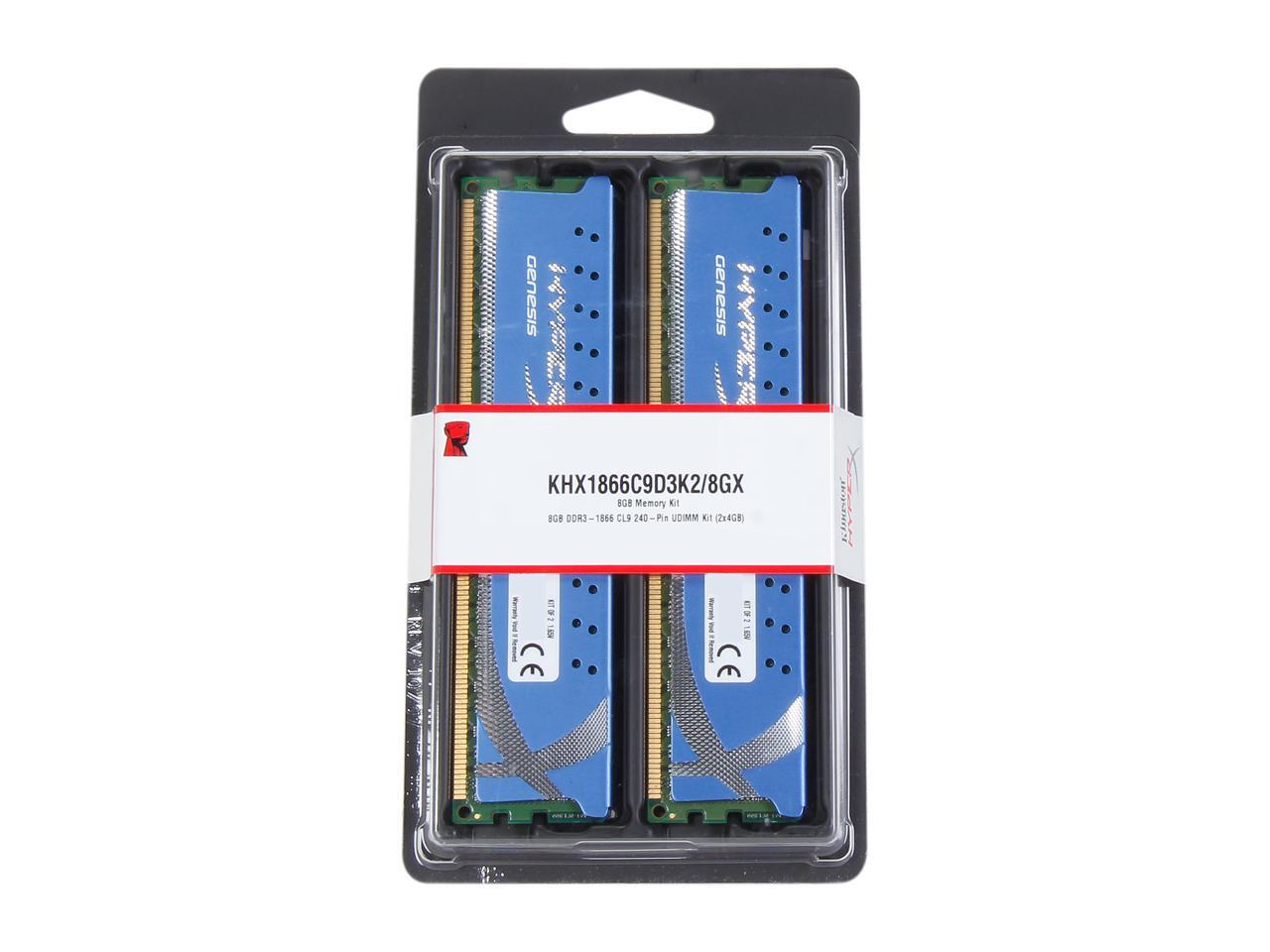 HyperX 8GB (2 x 4GB) DDR3 1866 Desktop Memory Model KHX1866C9D3K2/8GX ...