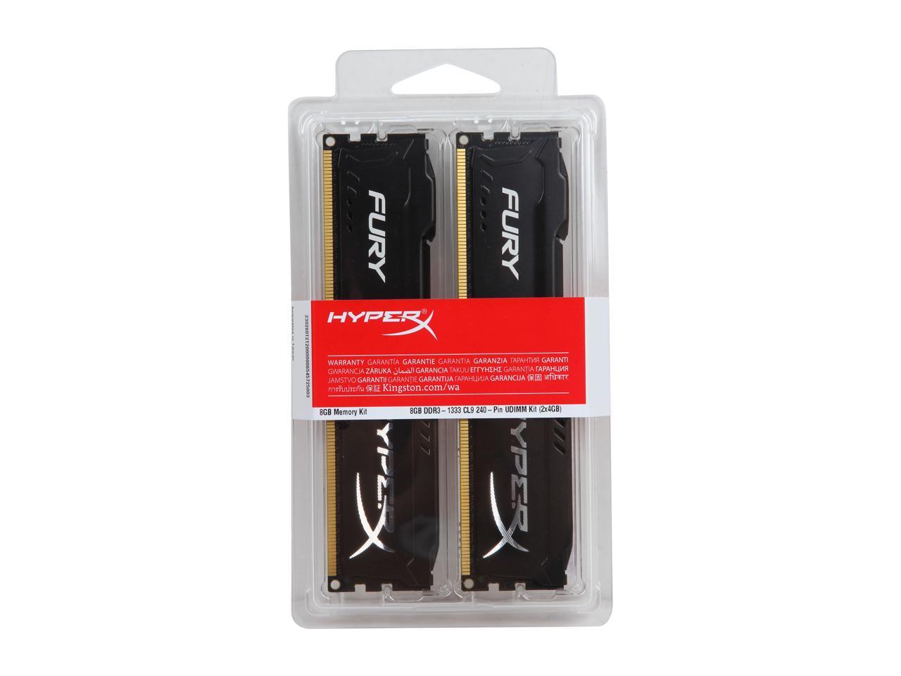 HyperX HX313C9FBK2/8 FURY Black Kit of 2 x 4GB memory 1333 MHz DDR3 CL9 DIMM 8 GB