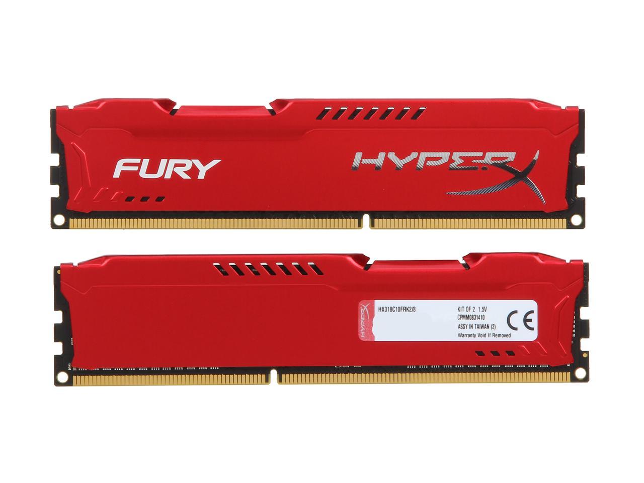 2x4Go HyperX Fury HX318C10FK2/8 Mémoire RAM 8Go 1866MHz DDR3 CL10 DIMM Kit Bleu