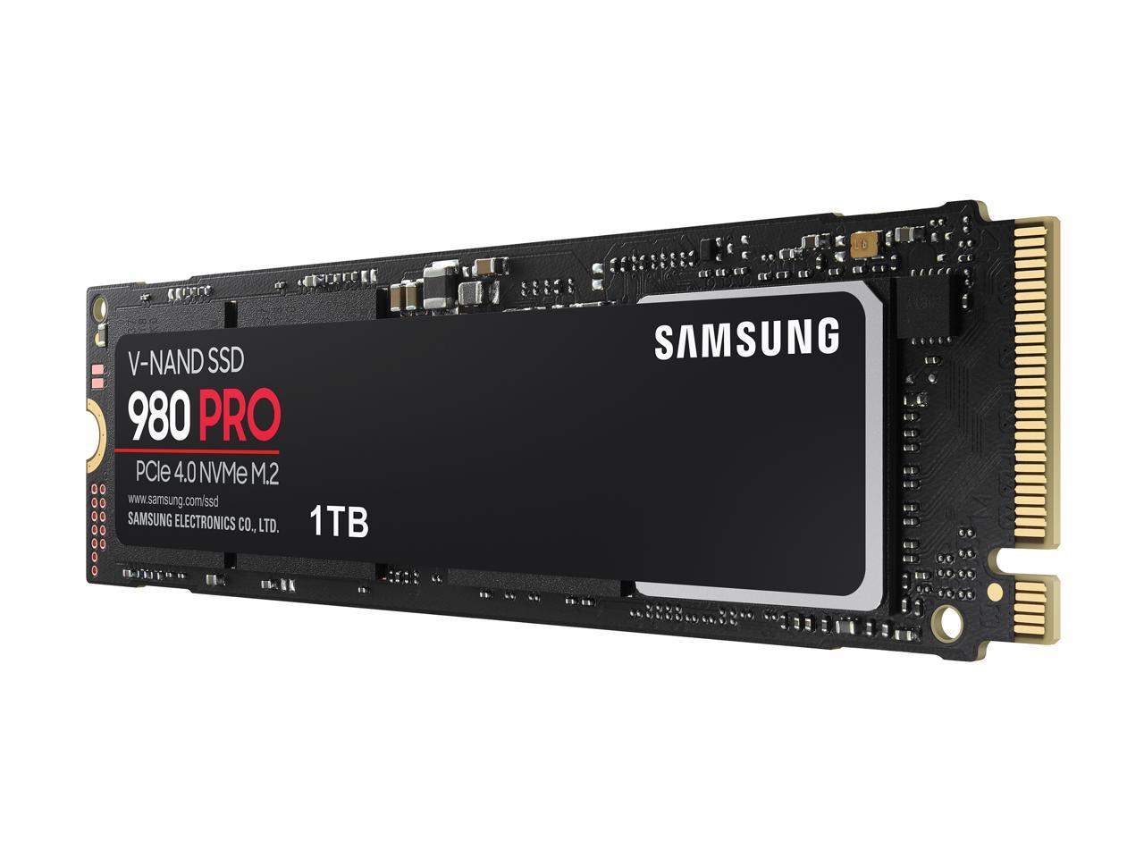 SAMSUNG 980 PRO M.2 2280 1TB PCI-Express Gen 4.0 x4, NVMe 1.3c Samsung  V-NAND 3-bit MLC Internal Solid State Drive (SSD) MZ-V8P1T0B/AM