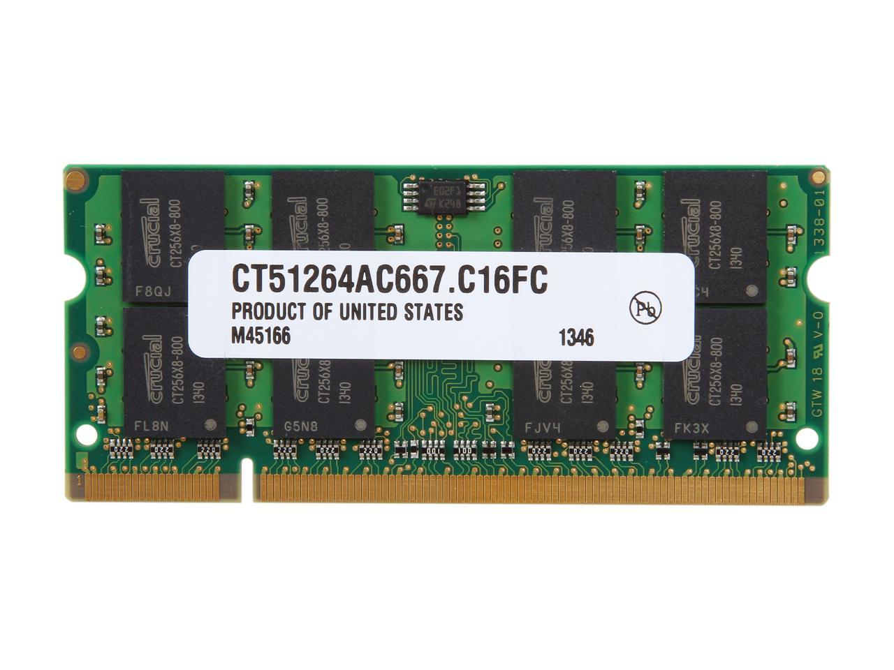 Crucial 4GB 200-Pin DDR2 SO-DIMM DDR2 667 (PC2 5300) Laptop Memory