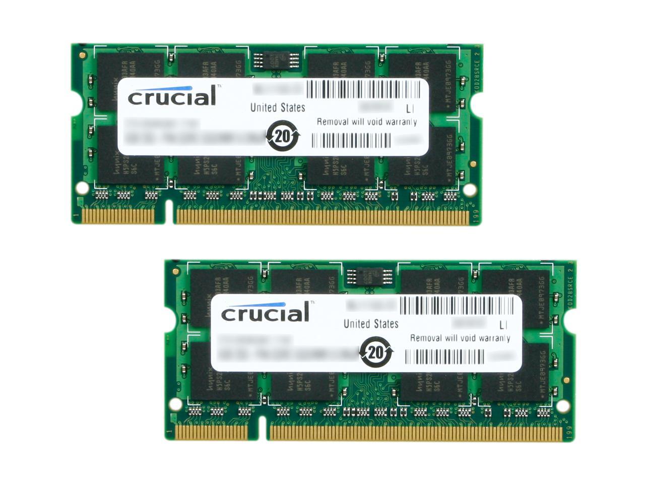 Crucial 8gb 2 X 4gb 200 Pin Ddr2 So Dimm Ddr2 667 Pc2 5300 Laptop 