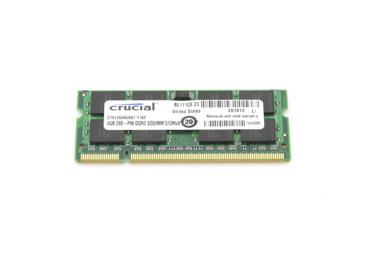 Crucial 8GB (2 X 4GB) 200-Pin DDR2 SO-DIMM DDR2 667 (PC2 5300) Laptop ...