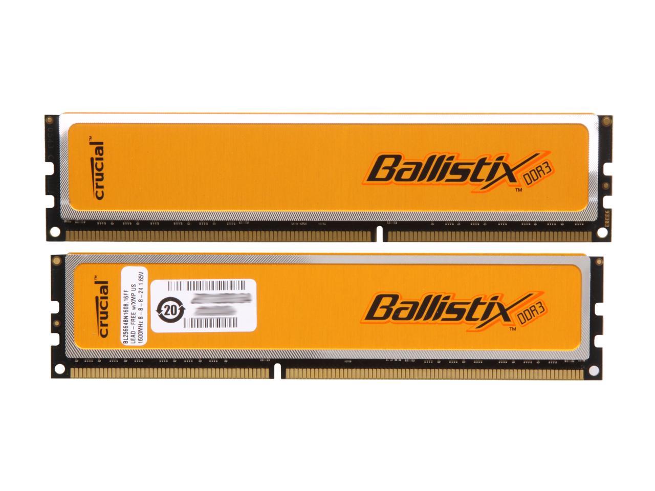 Crucial Ballistix 4GB (2 X 2GB) DDR3 1600 (PC3 12800) Desktop Memory ...