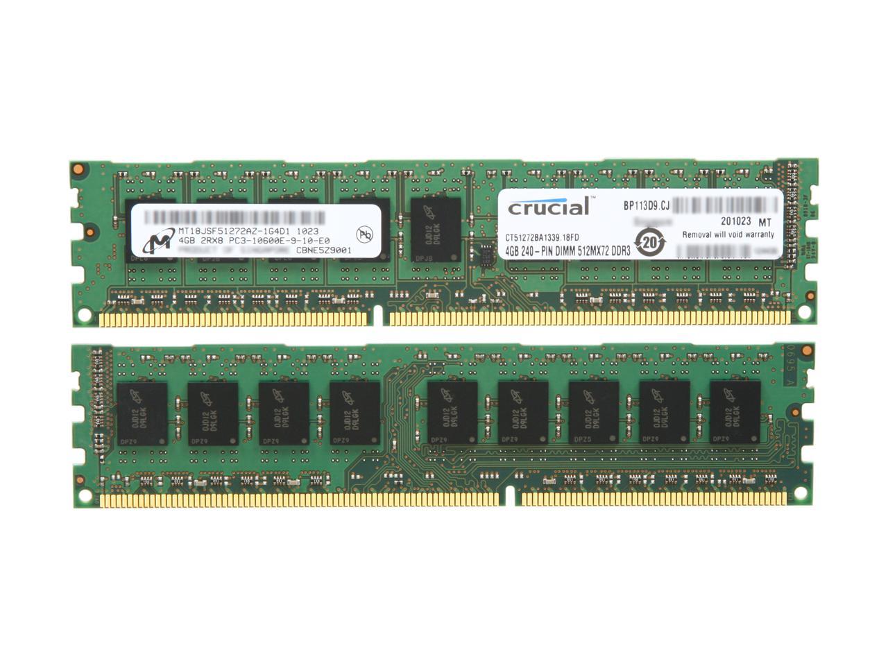 Crucial 8GB (2 x 4GB) 240-Pin DDR3 SDRAM ECC Unbuffered DDR3 1333 (PC3