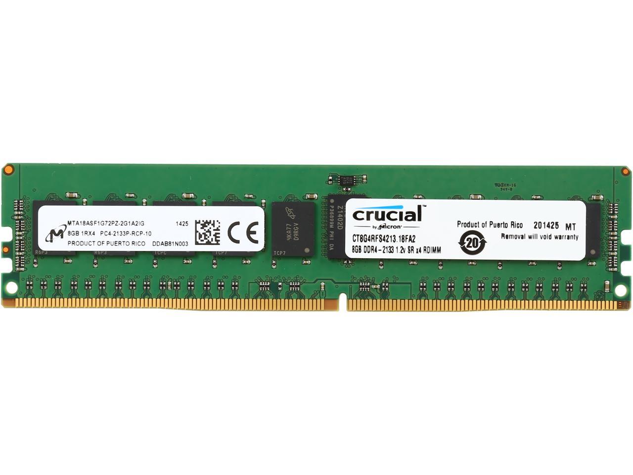 Crucial 8GB PC4-2133 1Rx4 CT8G4RFS4213.18FA2 ECC RDIMM Server Memory