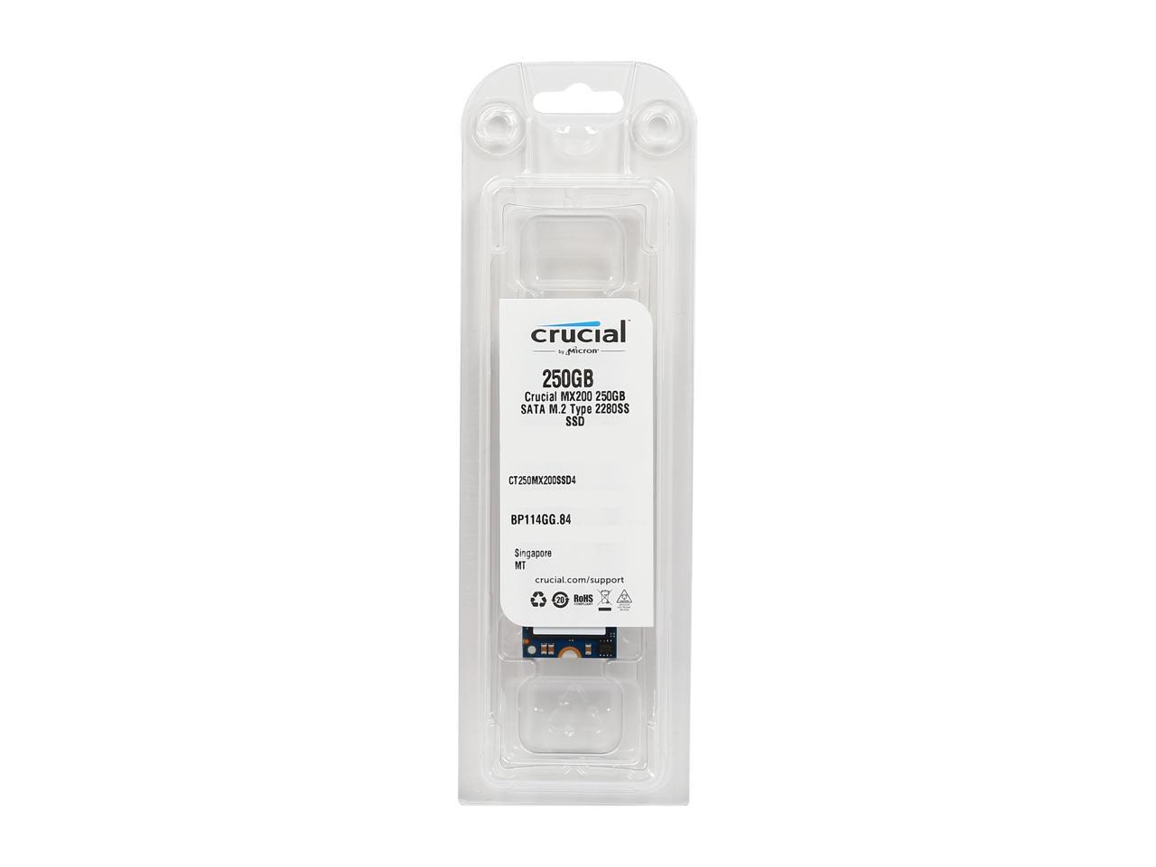 Crucial MX200 M.2 Type 2280SS (Single Sided) 250GB SATA 6Gbps (SATA III)  Micron 16nm MLC NAND Internal Solid State Drive (SSD) CT250MX200SSD4